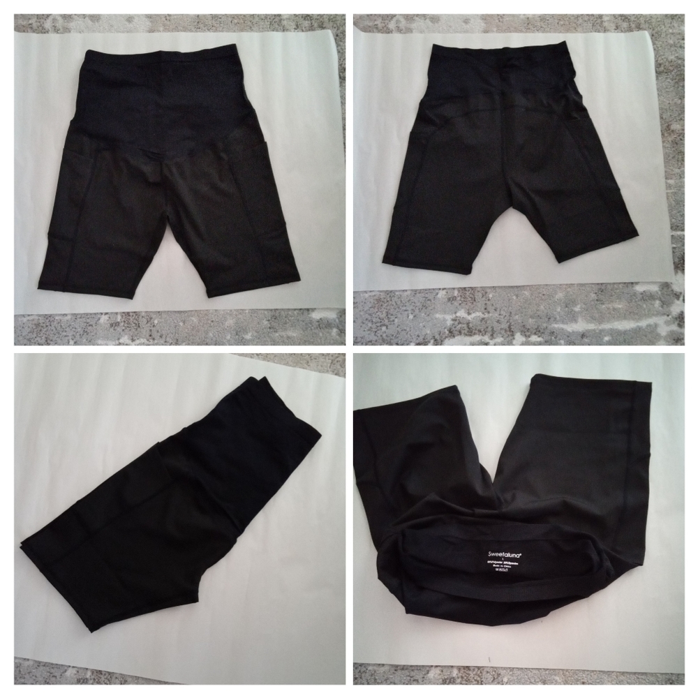 Sweetaluna Black Maternity Stretch Shorts With Side Pockets, Size L